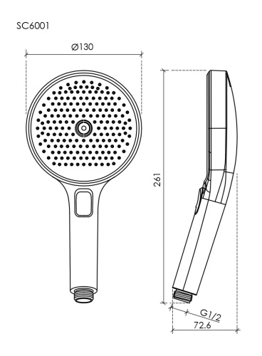 Душевая лейка Sancos Nok SC6001CH-W круглая - фото 2